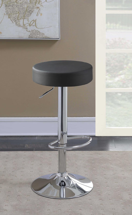 G102558 Black Faux Leather Adjustable Bar Stool - Premium Adjustable Barstool from Coaster Z2 Standard - Just $86! Shop now at Furniture Wholesale Plus  We are the best furniture store in Nashville, Hendersonville, Goodlettsville, Madison, Antioch, Mount Juliet, Lebanon, Gallatin, Springfield, Murfreesboro, Franklin, Brentwood