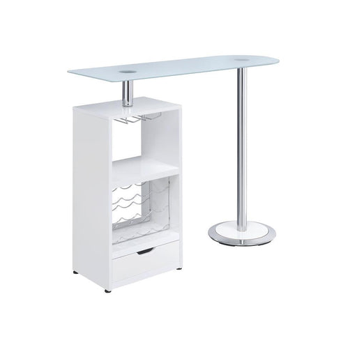 G120452 Contemporary White Bar Table - Premium Revolving Bar Table from Coaster Z2 Standard - Just $250! Shop now at Furniture Wholesale Plus  We are the best furniture store in Nashville, Hendersonville, Goodlettsville, Madison, Antioch, Mount Juliet, Lebanon, Gallatin, Springfield, Murfreesboro, Franklin, Brentwood
