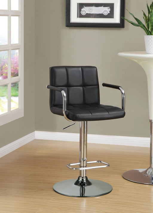 G121095 Contemporary Black and Chrome Adjustable Bar Stool with Arms - Premium Adjustable Barstool from Coaster Z2 Standard - Just $162! Shop now at Furniture Wholesale Plus  We are the best furniture store in Nashville, Hendersonville, Goodlettsville, Madison, Antioch, Mount Juliet, Lebanon, Gallatin, Springfield, Murfreesboro, Franklin, Brentwood