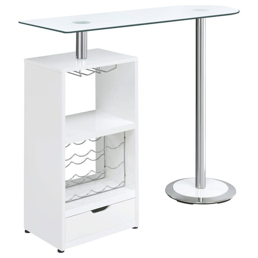 G120452 Contemporary White Bar Table - Premium Revolving Bar Table from Coaster Z2 Standard - Just $250! Shop now at Furniture Wholesale Plus  We are the best furniture store in Nashville, Hendersonville, Goodlettsville, Madison, Antioch, Mount Juliet, Lebanon, Gallatin, Springfield, Murfreesboro, Franklin, Brentwood