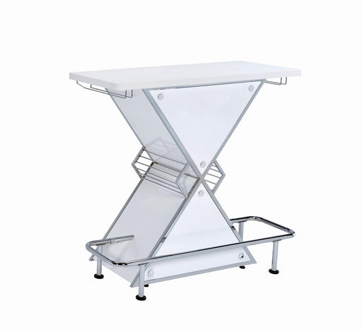 G130078 Contemporary White Stacked Triangle Bar Unit - Premium Bar Unit from Coaster Z2 Standard - Just $438! Shop now at Furniture Wholesale Plus  We are the best furniture store in Nashville, Hendersonville, Goodlettsville, Madison, Antioch, Mount Juliet, Lebanon, Gallatin, Springfield, Murfreesboro, Franklin, Brentwood