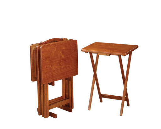 Brown Tray Table Set With Stand - Premium Stand from Coaster Z2 Standard - Just $158! Shop now at Furniture Wholesale Plus  We are the best furniture store in Nashville, Hendersonville, Goodlettsville, Madison, Antioch, Mount Juliet, Lebanon, Gallatin, Springfield, Murfreesboro, Franklin, Brentwood