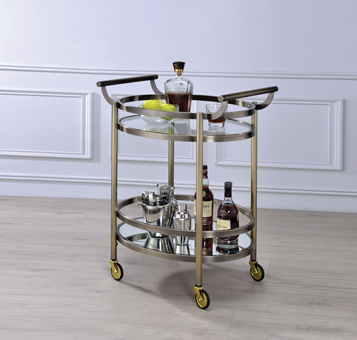 Lakelyn Brushed Bronze & Clear Glass Serving Cart - Premium Server from ACME East - Just $368.55! Shop now at Furniture Wholesale Plus  We are the best furniture store in Nashville, Hendersonville, Goodlettsville, Madison, Antioch, Mount Juliet, Lebanon, Gallatin, Springfield, Murfreesboro, Franklin, Brentwood