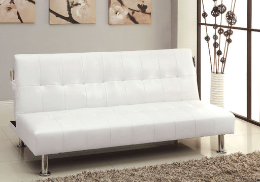 Bulle White Leatherette Futon Sofa, White - Premium Sofa from FOA East - Just $374.40! Shop now at Furniture Wholesale Plus  We are the best furniture store in Nashville, Hendersonville, Goodlettsville, Madison, Antioch, Mount Juliet, Lebanon, Gallatin, Springfield, Murfreesboro, Franklin, Brentwood