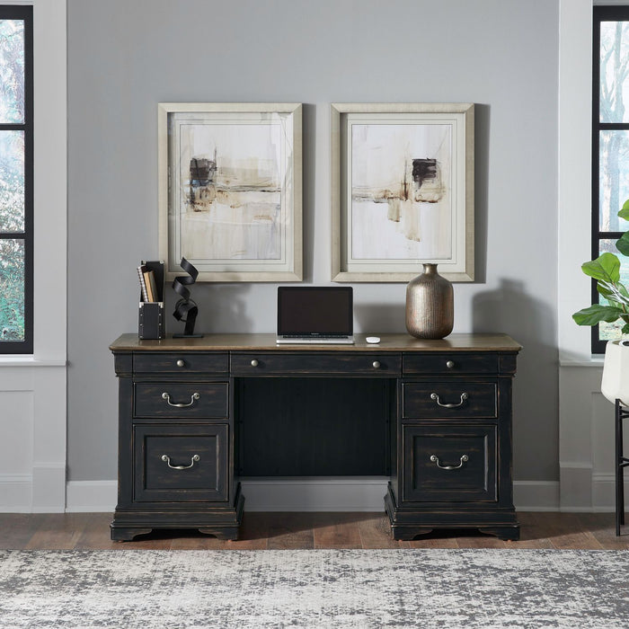 Meritage - Jr Executive Credenza - Aged Charcoal – Credenzas by Liberty Furniture at Furniture Wholesale Plus , Nashville furniture store