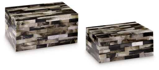 Ellford - Black / Brown / Cream - Box Set (Set of 2) - Premium Baskets & Boxes from Signature Design by Ashley® - Just $88! Shop now at Furniture Wholesale Plus  We are the best furniture store in Nashville, Hendersonville, Goodlettsville, Madison, Antioch, Mount Juliet, Lebanon, Gallatin, Springfield, Murfreesboro, Franklin, Brentwood