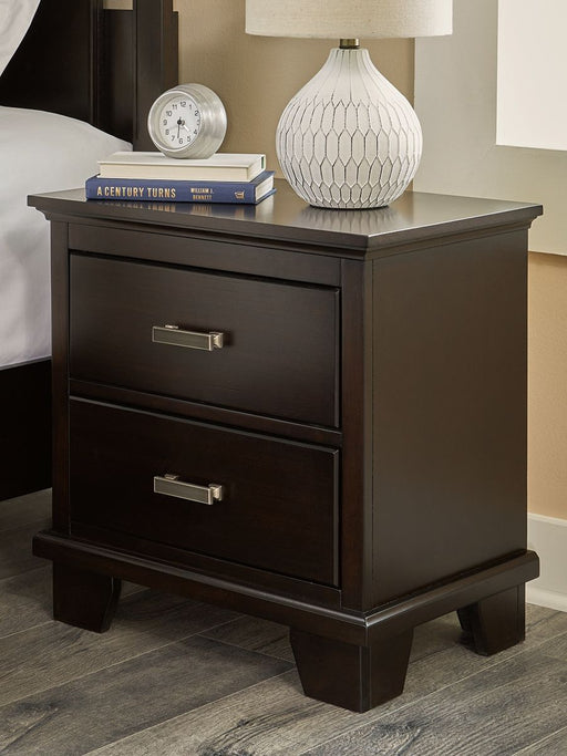 Covetown - Two Drawer Night Stand - Dark Brown – Accent Nightstands by Signature Design by Ashley® at Furniture Wholesale Plus , Nashville furniture store
