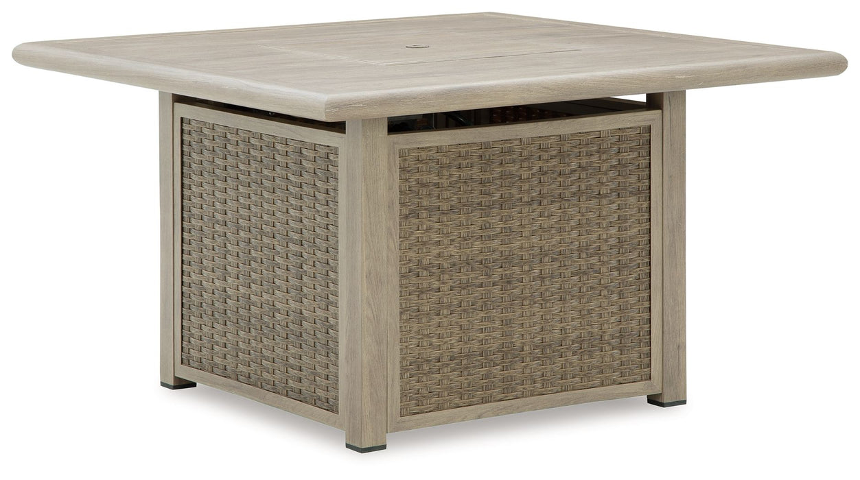 Cliff Trails - Beige - Square Fire Pit Table - Premium Fire Pits from Signature Design by Ashley® - Just $1138! Shop now at Furniture Wholesale Plus  We are the best furniture store in Nashville, Hendersonville, Goodlettsville, Madison, Antioch, Mount Juliet, Lebanon, Gallatin, Springfield, Murfreesboro, Franklin, Brentwood
