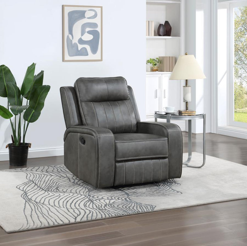 Raelynn - Upholstered Track Arm Recliner – Reclining Chairs by Coaster Fine Furniture at Furniture Wholesale Plus , Nashville furniture store