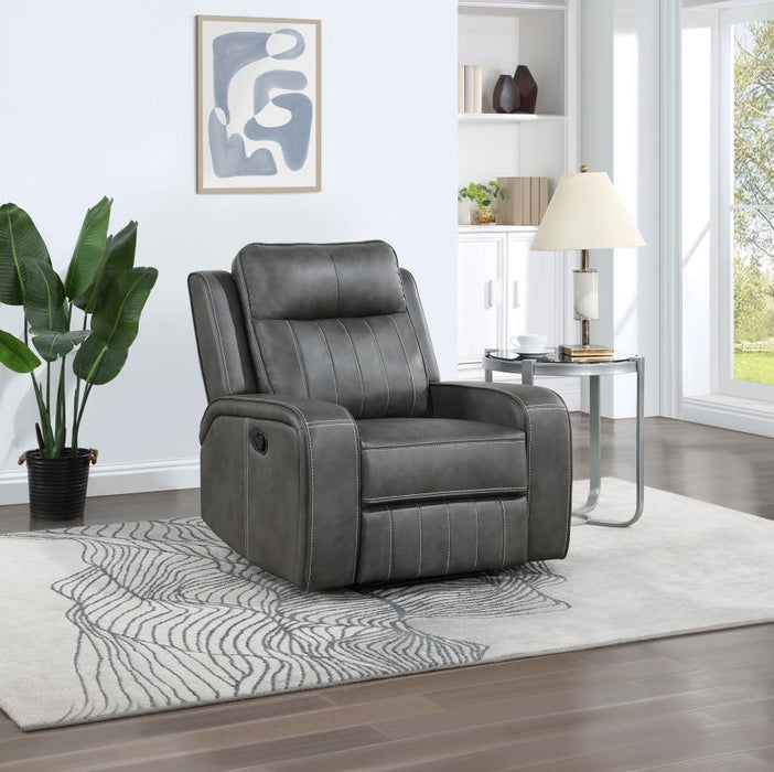 Raelynn - Upholstered Track Arm Recliner – Reclining Chairs by Coaster Fine Furniture at Furniture Wholesale Plus , Nashville furniture store