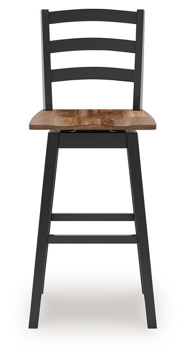 Wildenauer - Tall Swivel Barstool (Set of 2) - Brown / Black – Stool Sets by Signature Design by Ashley® at Furniture Wholesale Plus , Nashville furniture store
