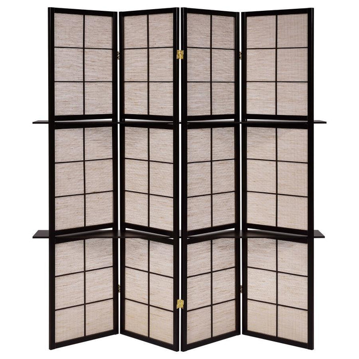 Iggy - 4-Panel Room Divider Folding Shoji Screen - Cappuccino – Room Dividers by CoasterEveryday at Furniture Wholesale Plus , Nashville furniture store