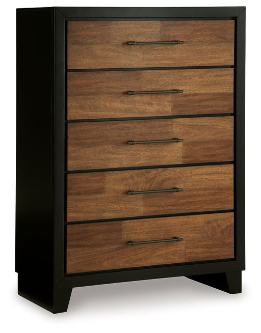Kraeburn - Brown / Black - Five Drawer Chest - Premium Accent Chests from Benchcraft® - Just $658! Shop now at Furniture Wholesale Plus  We are the best furniture store in Nashville, Hendersonville, Goodlettsville, Madison, Antioch, Mount Juliet, Lebanon, Gallatin, Springfield, Murfreesboro, Franklin, Brentwood