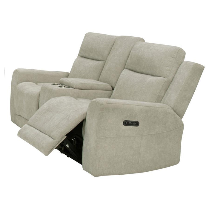 Kennett - Chenille Upholstered Power Reclining Loveseat - Ivory – Reclining Loveseats by Coaster Fine Furniture at Furniture Wholesale Plus , Nashville furniture store