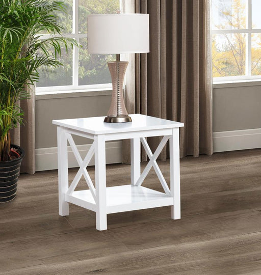 Skyview - Square Pine Wood Side End Table With Shelf - White – End Tables by Coaster Fine Furniture at Furniture Wholesale Plus , Nashville furniture store