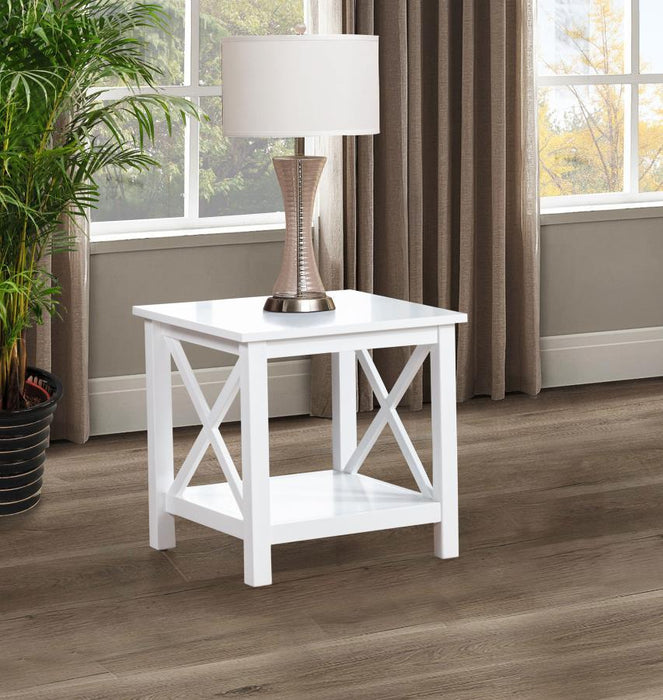 Skyview - Square Pine Wood Side End Table With Shelf - White – End Tables by Coaster Fine Furniture at Furniture Wholesale Plus , Nashville furniture store