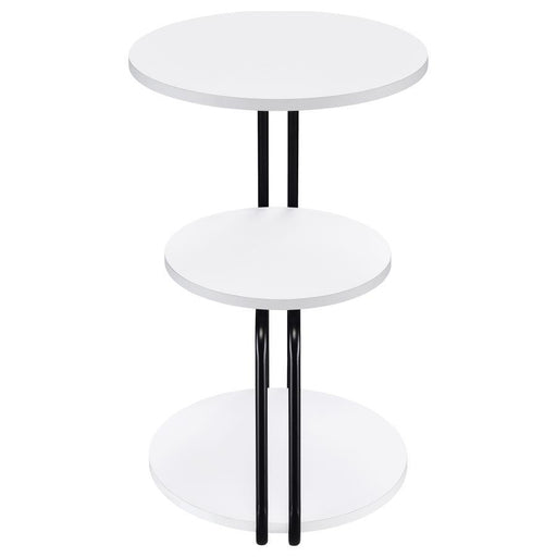 Hilly - 3-Tier Round Accent Side Table - White And Black – Side Tables by Coaster Fine Furniture at Furniture Wholesale Plus , Nashville furniture store