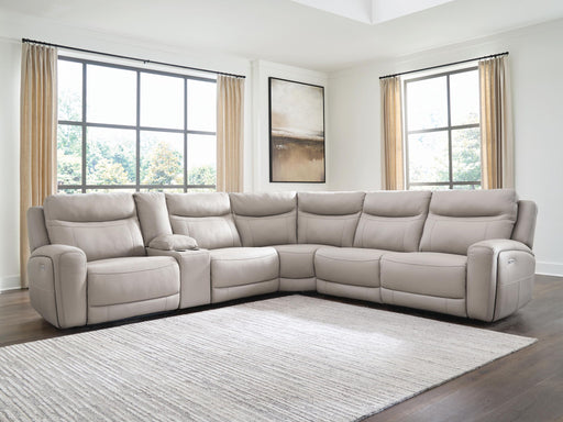 Gravier - 6-Piece Power Reclining Sectional With Storage Console - Gray – Reclining Sectionals by Benchcraft® at Furniture Wholesale Plus , Nashville furniture store