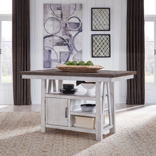 Farmhouse - 5 Piece Gathering Table Set - Two Tone White / Wood Tone – 5 Piece Dining Room Sets by Liberty Furniture at Furniture Wholesale Plus , Nashville furniture store