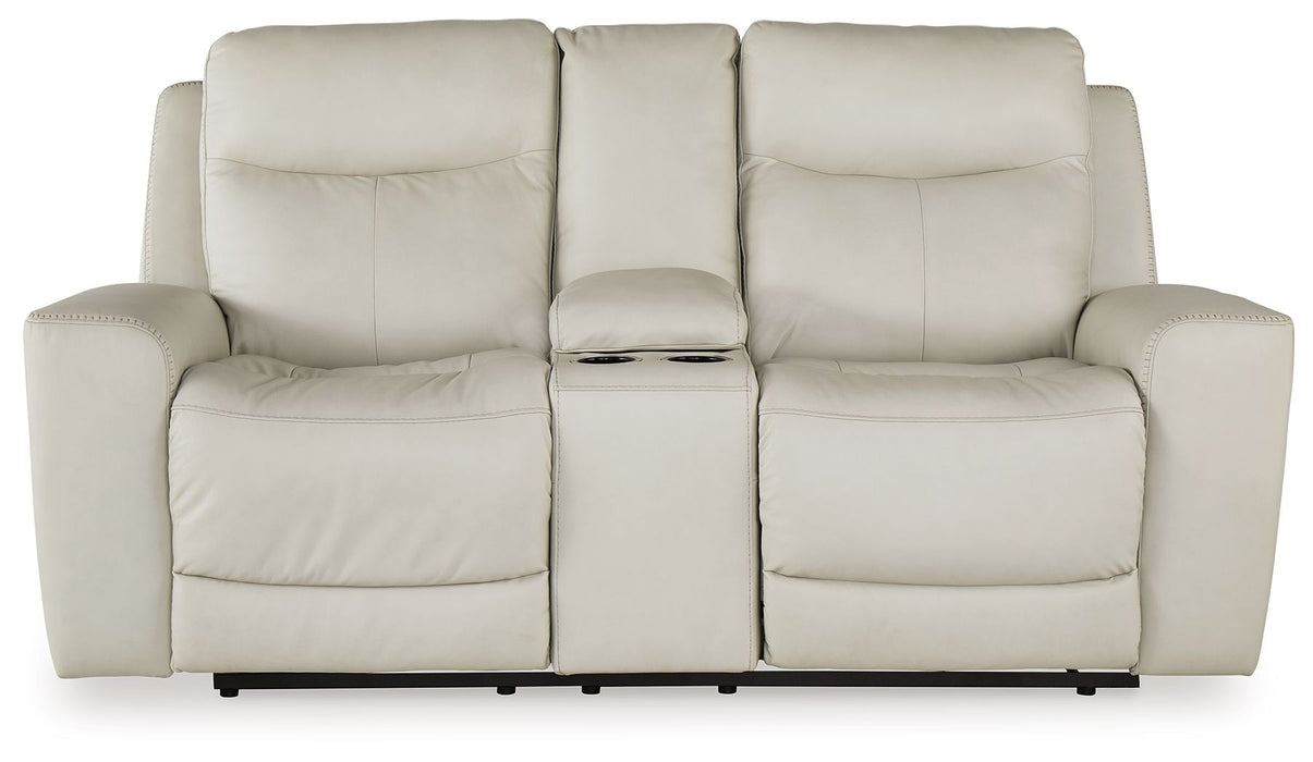 Mindanao - Power Reclining Loveseat With Console /Adj Hdrst – Reclining Loveseats by Signature Design by Ashley® at Furniture Wholesale Plus , Nashville furniture store