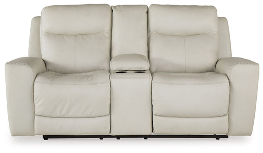 Mindanao - Power Reclining Loveseat With Console /Adj Hdrst – Reclining Loveseats by Signature Design by Ashley® at Furniture Wholesale Plus , Nashville furniture store