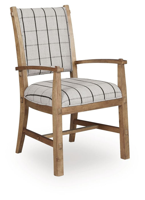 Ridgester - Dining Upholstered Arm Chair (Set of 2) - Light Brown – Chair Sets by Benchcraft® at Furniture Wholesale Plus , Nashville furniture store