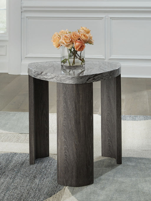 Surmour - Triangle End Table - Gray / Brown – End Tables by Signature Design by Ashley® at Furniture Wholesale Plus , Nashville furniture store
