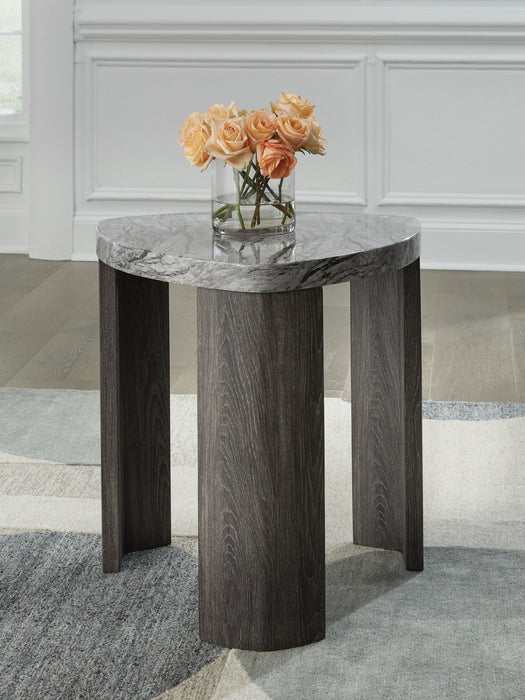 Surmour - Triangle End Table - Gray / Brown – End Tables by Signature Design by Ashley® at Furniture Wholesale Plus , Nashville furniture store