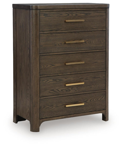 Radkin - Five Drawer Chest - Burnished Brown – Accent Chests by Signature Design by Ashley® at Furniture Wholesale Plus , Nashville furniture store