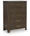 Radkin - Five Drawer Chest - Burnished Brown – Accent Chests by Signature Design by Ashley® at Furniture Wholesale Plus , Nashville furniture store