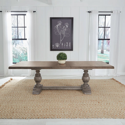 River Place - Trestle Table - Riverstone Gray & Tobacco – Dining Tables by Liberty Furniture at Furniture Wholesale Plus , Nashville furniture store