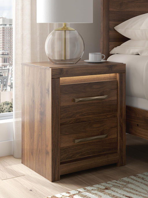Janfyn - Two Drawer Night Stand - Brown – Nightstands w/ Charging Stations by Signature Design by Ashley® at Furniture Wholesale Plus , Nashville furniture store
