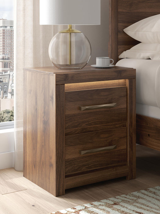 Janfyn - Two Drawer Night Stand - Brown – Nightstands w/ Charging Stations by Signature Design by Ashley® at Furniture Wholesale Plus , Nashville furniture store