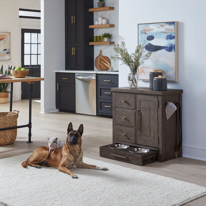 Allyson Park - Pet Feeder - Wirebrushed White / Charcoal – Feeder Cabinets by Liberty Furniture at Furniture Wholesale Plus , Nashville furniture store