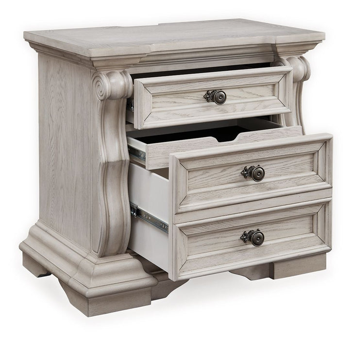 Bruchandi - Three Drawer Night Stand - Antique White – Nightstands w/ Charging Stations by Signature Design by Ashley® at Furniture Wholesale Plus , Nashville furniture store