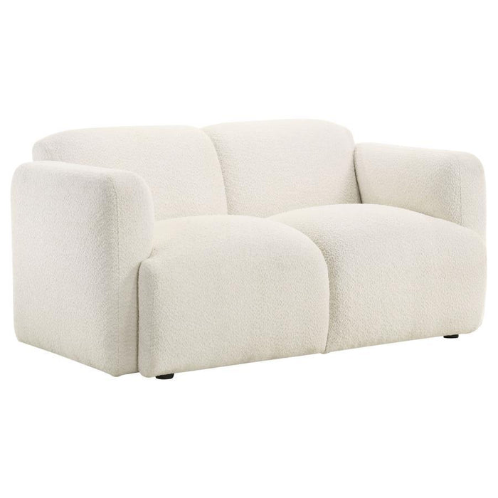 Dorset - Fabric Upholstered Round Track Arm Loveseat – Stationary Loveseats by Coaster Fine Furniture at Furniture Wholesale Plus , Nashville furniture store