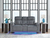 Studio Cave - Power Reclining Loveseat with Console - Steel – Reclining Loveseats by Signature Design by Ashley® at Furniture Wholesale Plus , Nashville furniture store