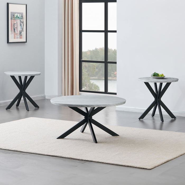 Keyla - 3 Piece Faux Marble Table Set - Gray – Table Sets by Steve Silver Furniture at Furniture Wholesale Plus , Nashville furniture store