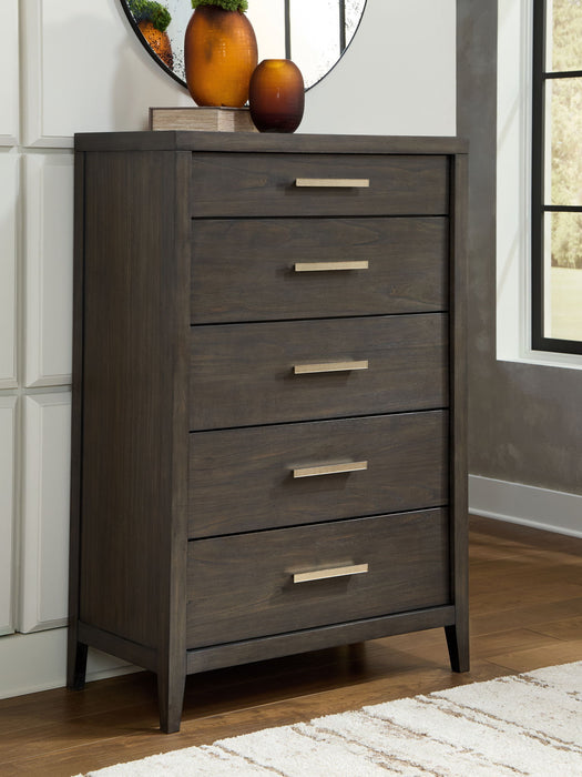 Westonfort - Five Drawer Chest - Espresso – Accent Chests by Ashley® at Furniture Wholesale Plus , Nashville furniture store