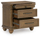 Karallin - Three Drawer Night Stand - Medium Brown – Accent Nightstands by Signature Design by Ashley® at Furniture Wholesale Plus , Nashville furniture store