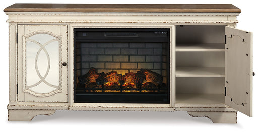 Realyn - Chipped White - 2 Pc. - 74" TV Stand with Electric Infrared Fireplace Insert - Premium Fireplace TV Stands from Signature Design by Ashley® - Just $1198! Shop now at Furniture Wholesale Plus  We are the best furniture store in Nashville, Hendersonville, Goodlettsville, Madison, Antioch, Mount Juliet, Lebanon, Gallatin, Springfield, Murfreesboro, Franklin, Brentwood