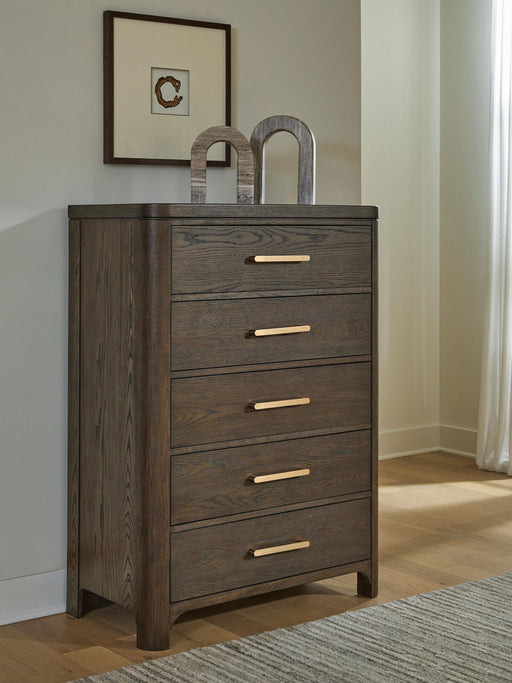 Radkin - Five Drawer Chest - Burnished Brown – Accent Chests by Signature Design by Ashley® at Furniture Wholesale Plus , Nashville furniture store