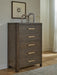 Radkin - Five Drawer Chest - Burnished Brown – Accent Chests by Signature Design by Ashley® at Furniture Wholesale Plus , Nashville furniture store