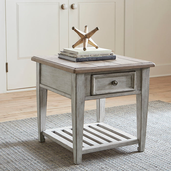 Heartland - Drawer End Table - Antique White / Tobacco Tops – End Tables by Liberty Furniture at Furniture Wholesale Plus , Nashville furniture store