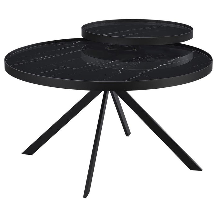 Briggs - Round Marble Printed Glass Top Coffee Table – Coffee Tables by Coaster Fine Furniture at Furniture Wholesale Plus , Nashville furniture store