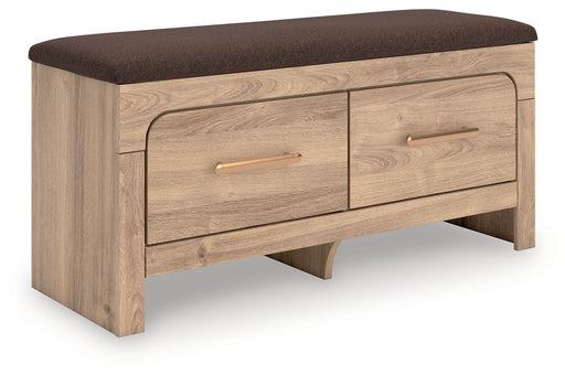 Kinlanni - Bedroom Upholstered Storage Bench - Tan / Brown – Storage Benches by Signature Design by Ashley® at Furniture Wholesale Plus , Nashville furniture store