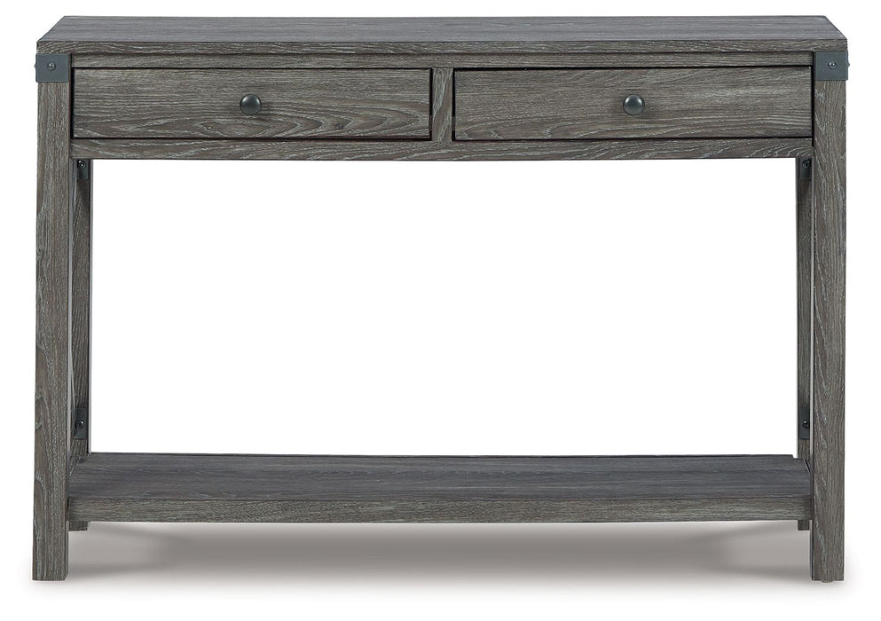 Freedan - Console Sofa Table - Grayish Brown – Sofa Tables by Signature Design by Ashley® at Furniture Wholesale Plus , Nashville furniture store