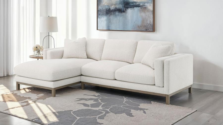 Geneva - Boucle Upholstered Sectional Chaise Sofa - Sand – Stationary Sectionals by Coaster Fine Furniture at Furniture Wholesale Plus , Nashville furniture store