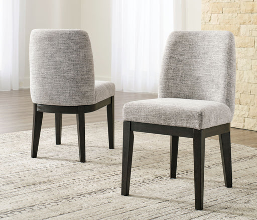 Burkhaus - Dining UPH Side Chair (Set of 2) - Beige / Dark Brown – Chair Sets by Signature Design by Ashley® at Furniture Wholesale Plus , Nashville furniture store