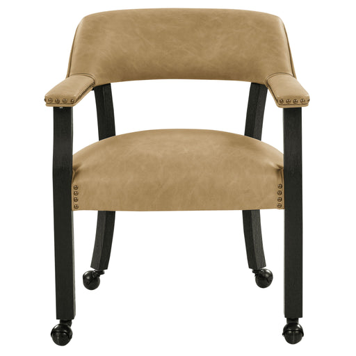 Rylie - Captains Chair - Black Finish With Sand Vegan Leather - Black – Arm Chairs by Steve Silver Furniture at Furniture Wholesale Plus , Nashville furniture store